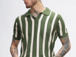 Green and White Polo T-Shirt