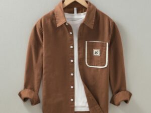 Brown Shirt with white Border Pocket